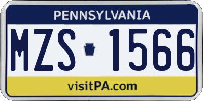 PA license plate MZS1566