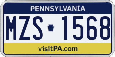 PA license plate MZS1568