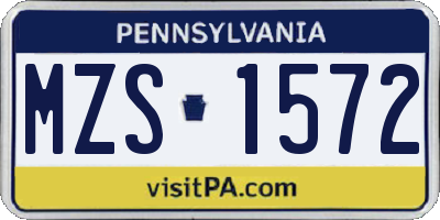 PA license plate MZS1572