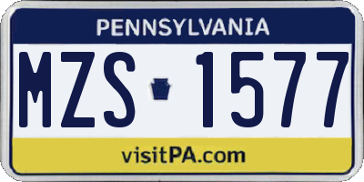 PA license plate MZS1577