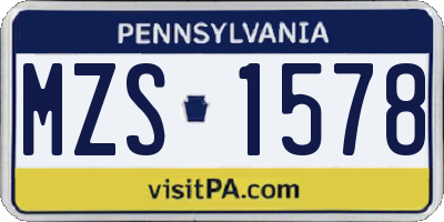PA license plate MZS1578