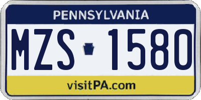 PA license plate MZS1580