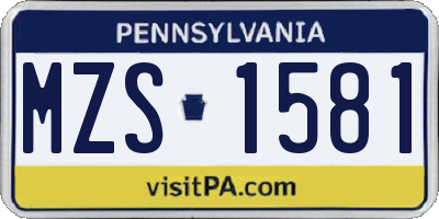 PA license plate MZS1581