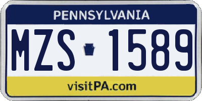 PA license plate MZS1589