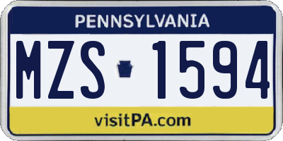 PA license plate MZS1594