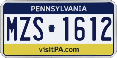 PA license plate MZS1612