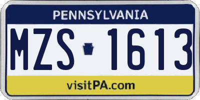 PA license plate MZS1613