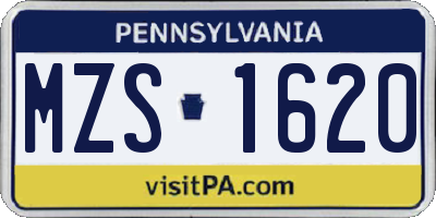 PA license plate MZS1620