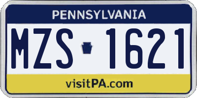 PA license plate MZS1621
