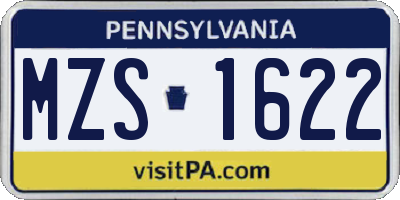 PA license plate MZS1622