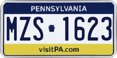 PA license plate MZS1623