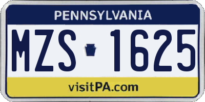 PA license plate MZS1625