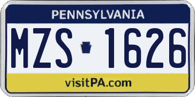 PA license plate MZS1626