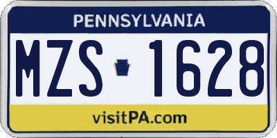PA license plate MZS1628