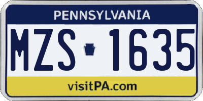 PA license plate MZS1635