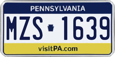 PA license plate MZS1639