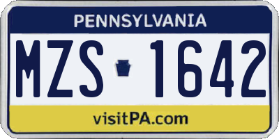 PA license plate MZS1642