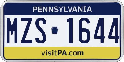PA license plate MZS1644