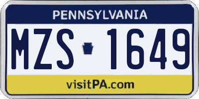 PA license plate MZS1649