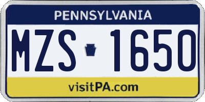 PA license plate MZS1650