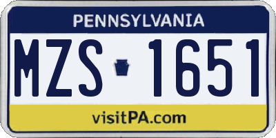 PA license plate MZS1651