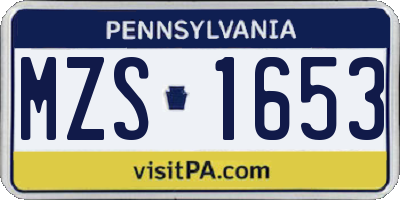 PA license plate MZS1653