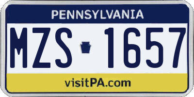 PA license plate MZS1657