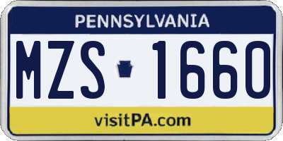 PA license plate MZS1660