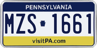 PA license plate MZS1661