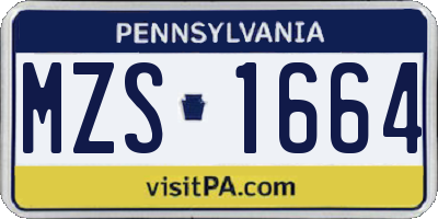 PA license plate MZS1664