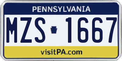 PA license plate MZS1667