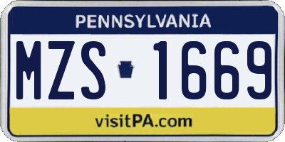 PA license plate MZS1669