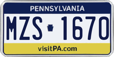 PA license plate MZS1670