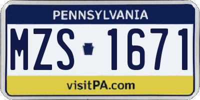 PA license plate MZS1671