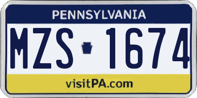 PA license plate MZS1674