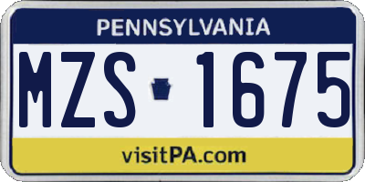 PA license plate MZS1675