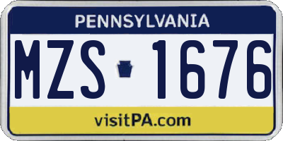 PA license plate MZS1676