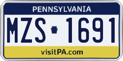PA license plate MZS1691