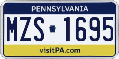 PA license plate MZS1695