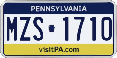 PA license plate MZS1710