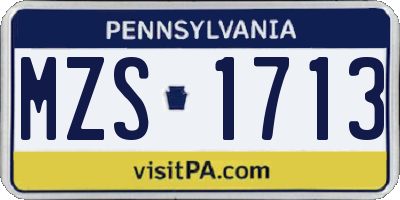 PA license plate MZS1713