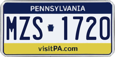 PA license plate MZS1720