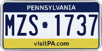 PA license plate MZS1737