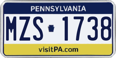 PA license plate MZS1738