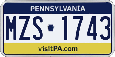 PA license plate MZS1743