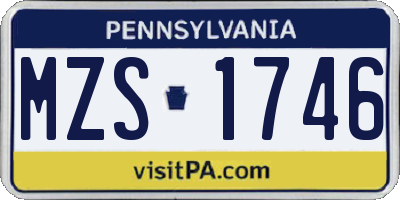 PA license plate MZS1746