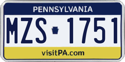 PA license plate MZS1751