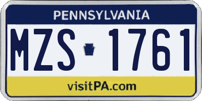 PA license plate MZS1761