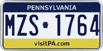 PA license plate MZS1764