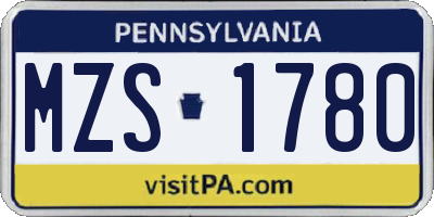 PA license plate MZS1780